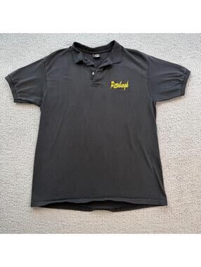 Vintage 90s Pittsburgh Embroidered Polo Shirt Made In USA Single Stitch Black L